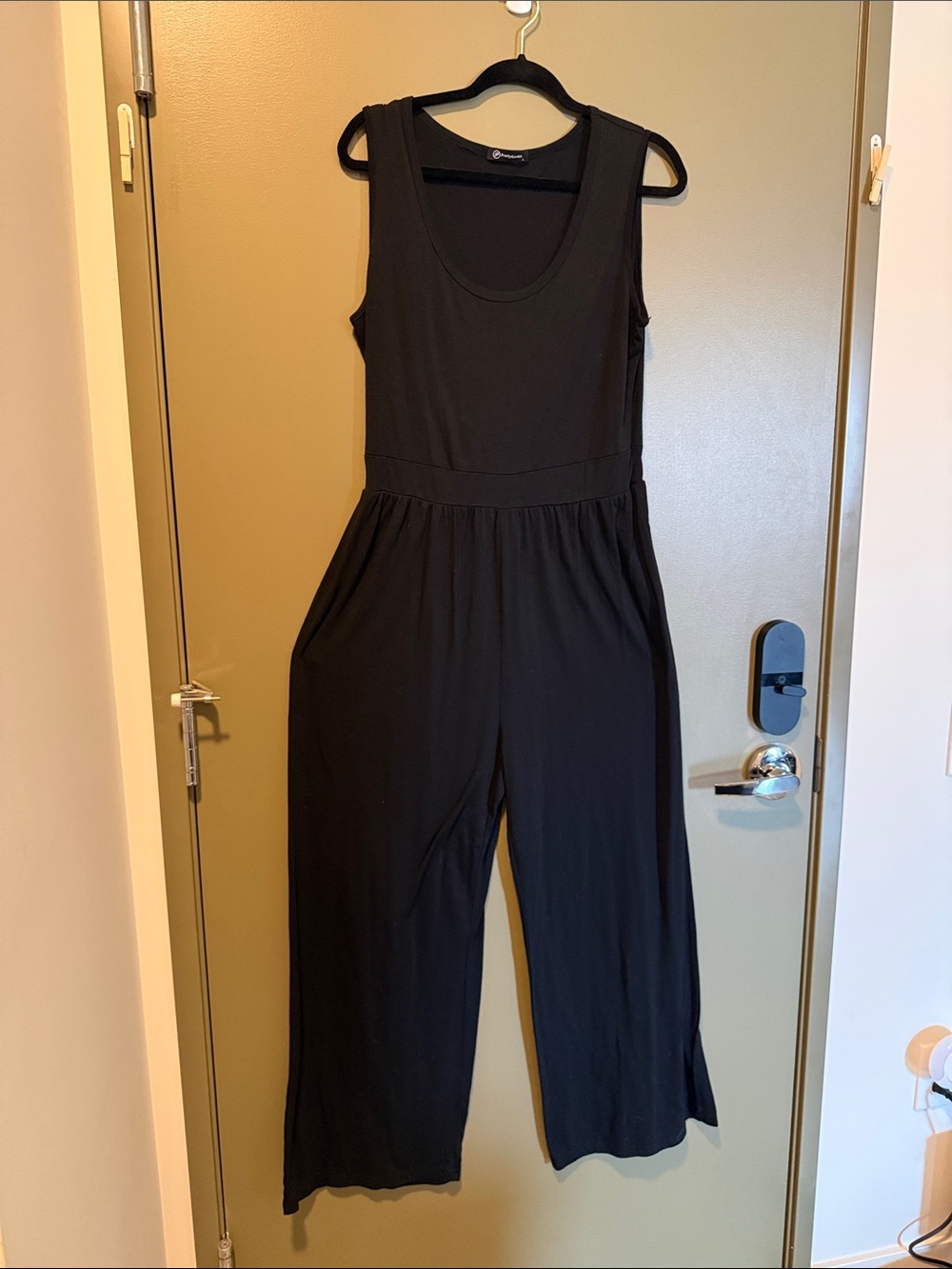 Black Sleeveless Wide-Leg Scoop-Neck Jumpsuit